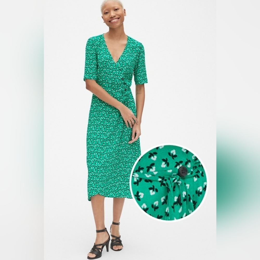 GAP Green Floral Midi Dress